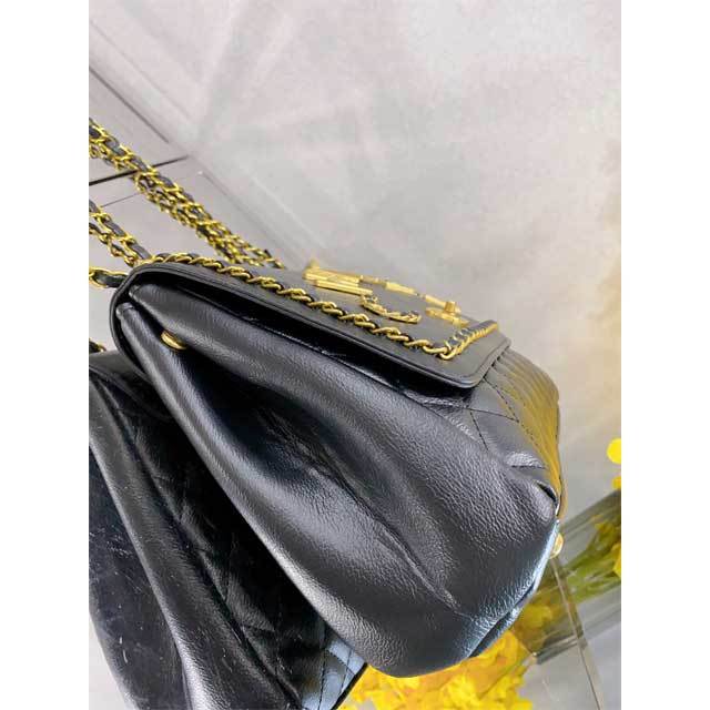 Metal Letter Leather Shoulder Bag