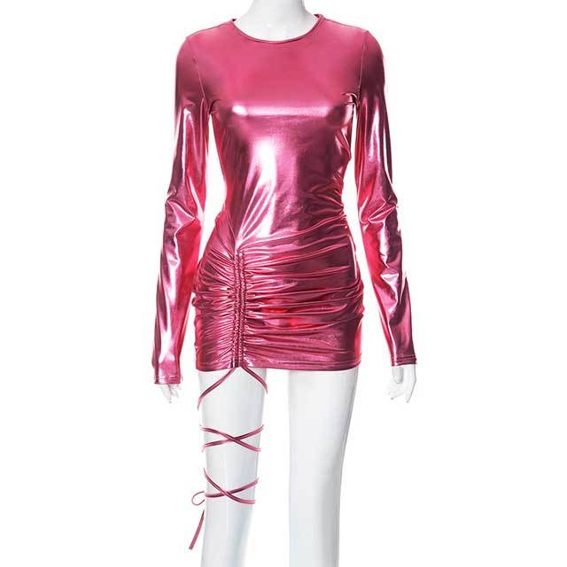 Metallic Ruched Bodycon Dress