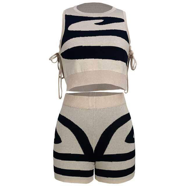 Knit Tied Top Casual Short Set