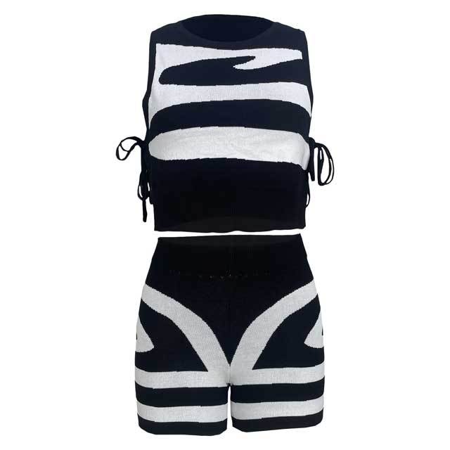 Knit Tied Top Casual Short Set