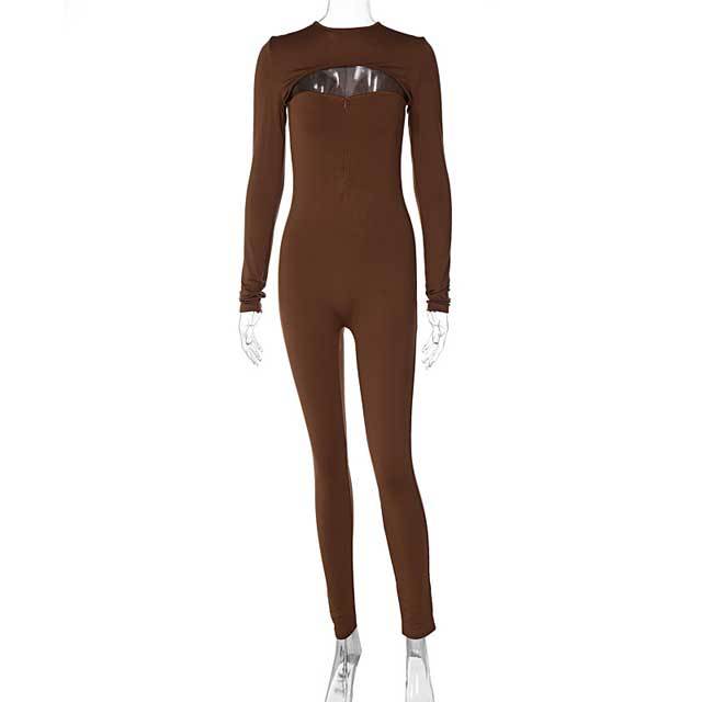 Hollow Out Long Sleeve Jumpsuit