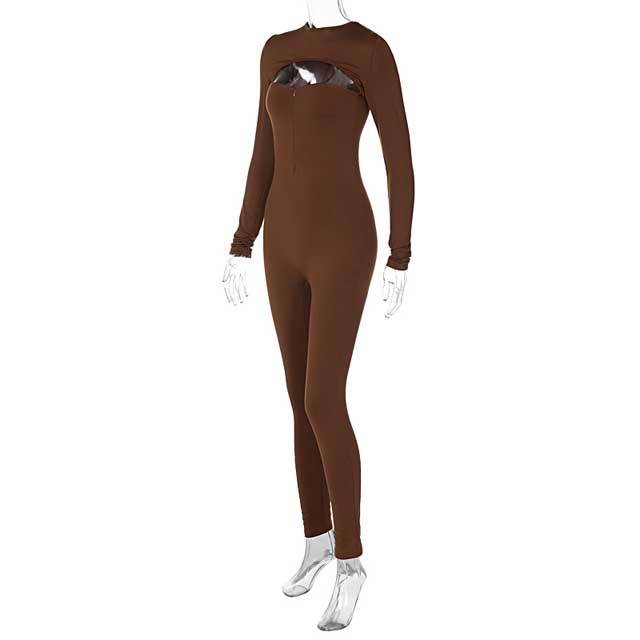 Hollow Out Long Sleeve Jumpsuit