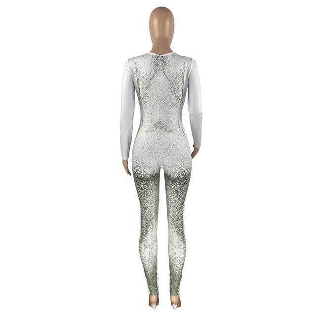 3D Printed Long Sleeve Tight Jumpsuit