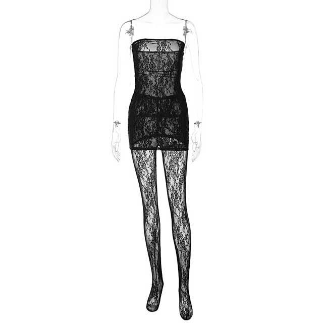 Lace Tube Dress Legging Set