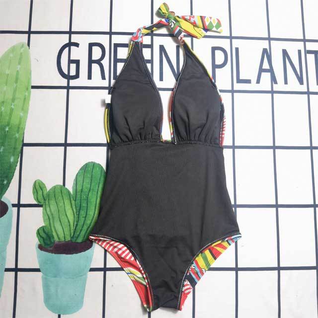 Printed Halter Backless One Piece