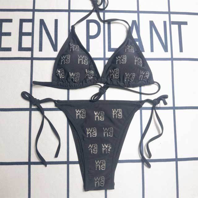 Rhinestones Strappy Bikini Set