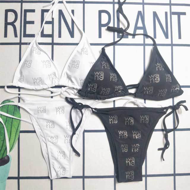Rhinestones Strappy Bikini Set