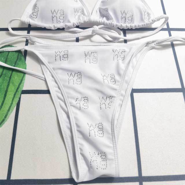 Rhinestones Strappy Bikini Set