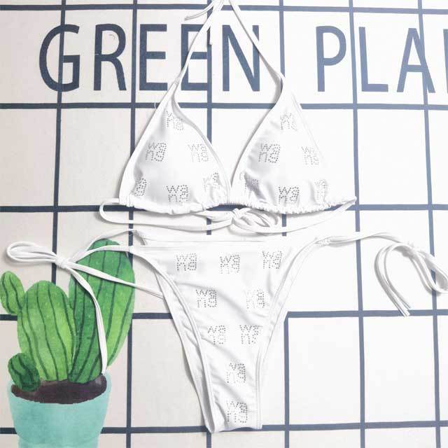 Rhinestones Strappy Bikini Set