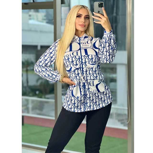 Printed Zipper Long Sleeve Jacket
