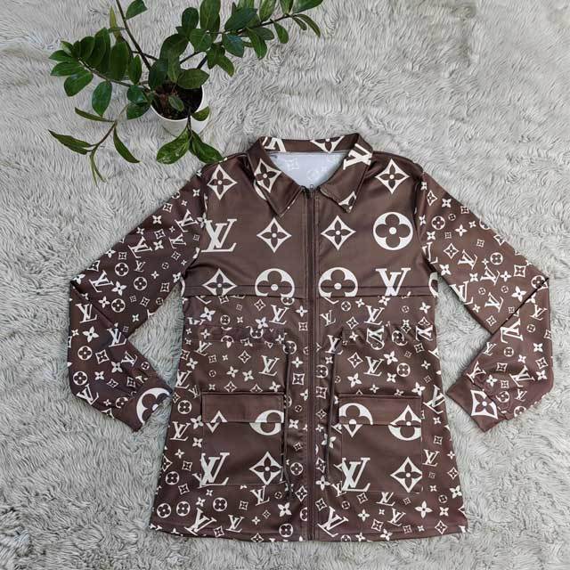 Printed Zipper Long Sleeve Jacket