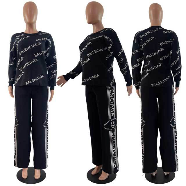 Knit Jacquard Casual Pants Suit