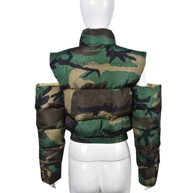 Hollow Out Camo Puffer Coat