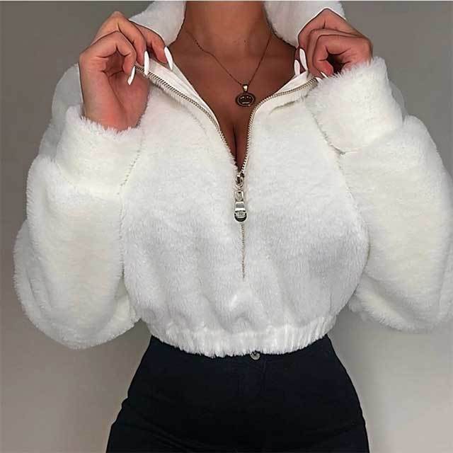 Zipper Fuzzy Sweatshirts