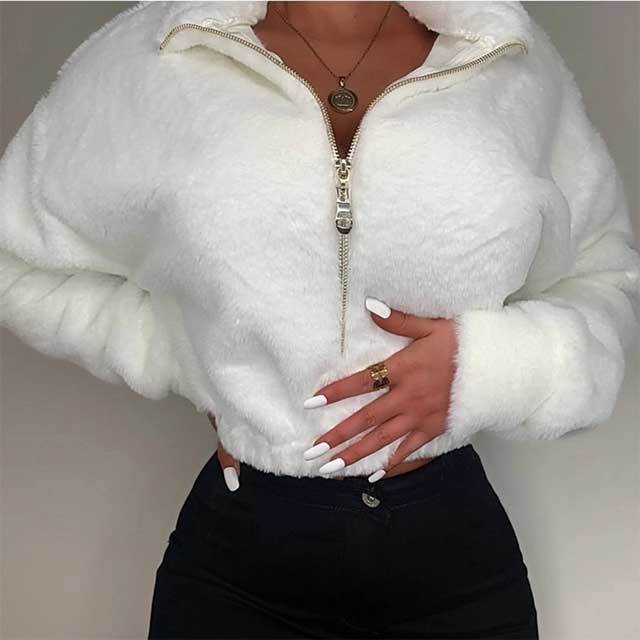 Zipper Fuzzy Sweatshirts