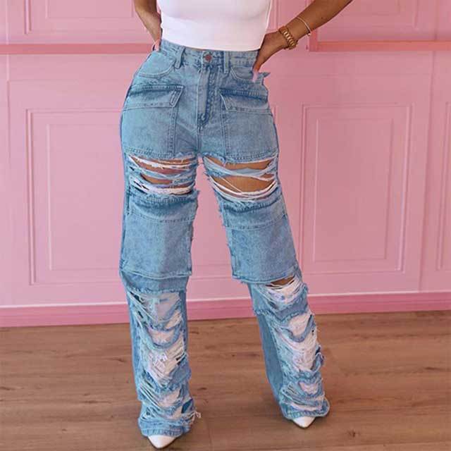 Ripped High Waist Boyfriend Jeans