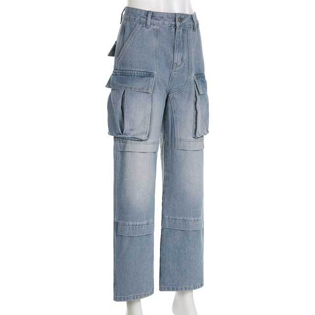 Big Pockets High Waist Cargo Jeans