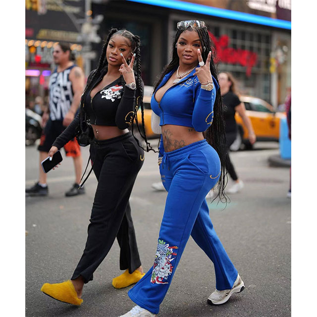 Printed Zip Up Top and Pants Set main image 0