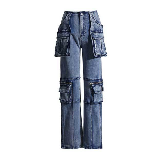 Zipper Pocket Cargo Jeans