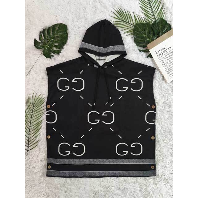 Oversize Printed Wool Hooded Dress