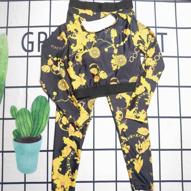 Printed Long Sleeve Skinny Jogger Set
