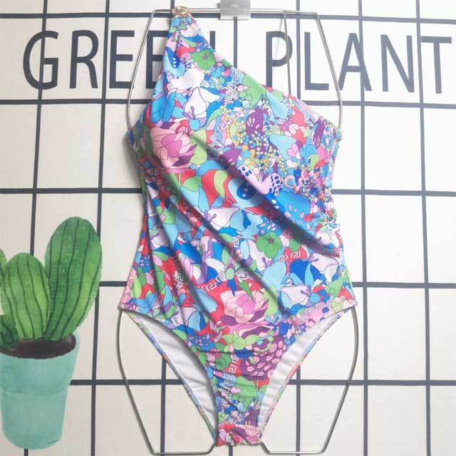Single Shoulder Printed One Piece