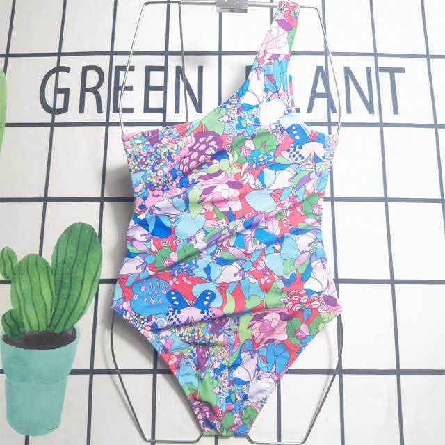 Single Shoulder Printed One Piece