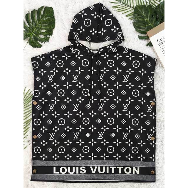 Oversize Printed Wool Hooded Dress