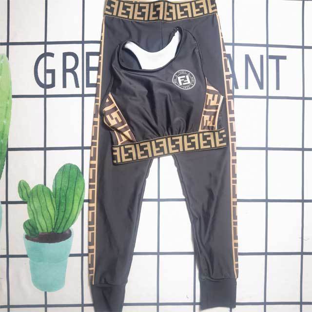 Letter Print Tank Top Skinny Jogging Suit