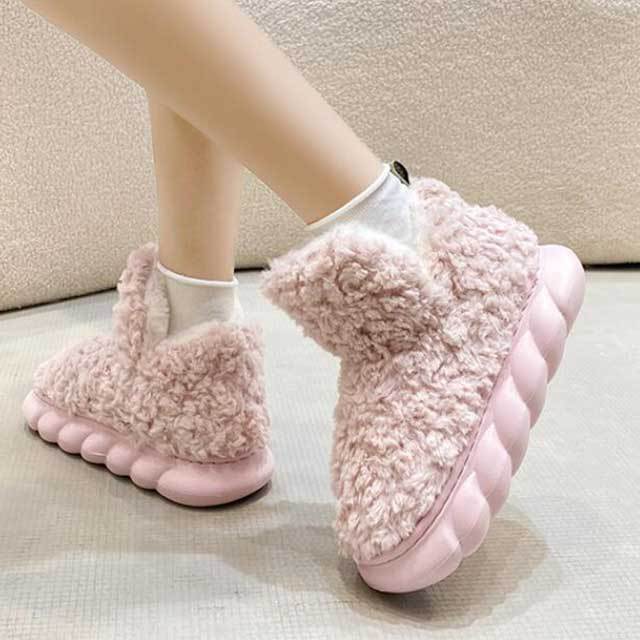 Solid Color Furry Ankle Snow Boots