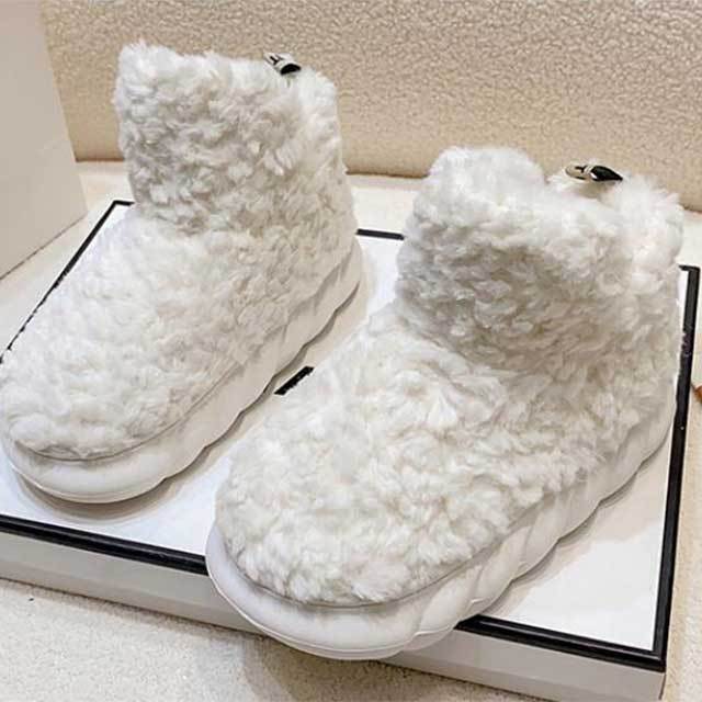 Solid Color Furry Ankle Snow Boots