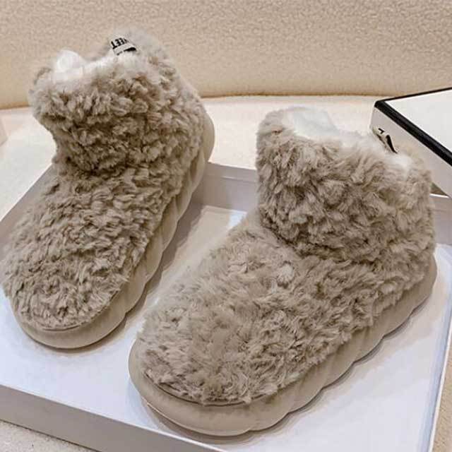 Solid Color Furry Ankle Snow Boots