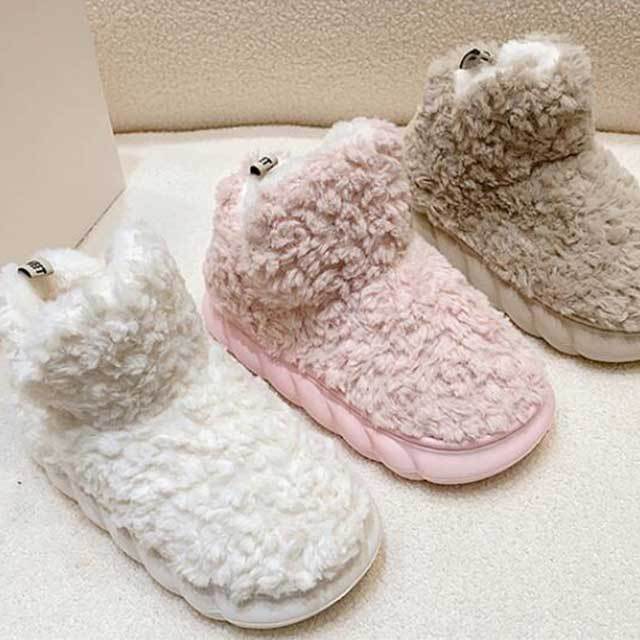 Solid Color Furry Ankle Snow Boots