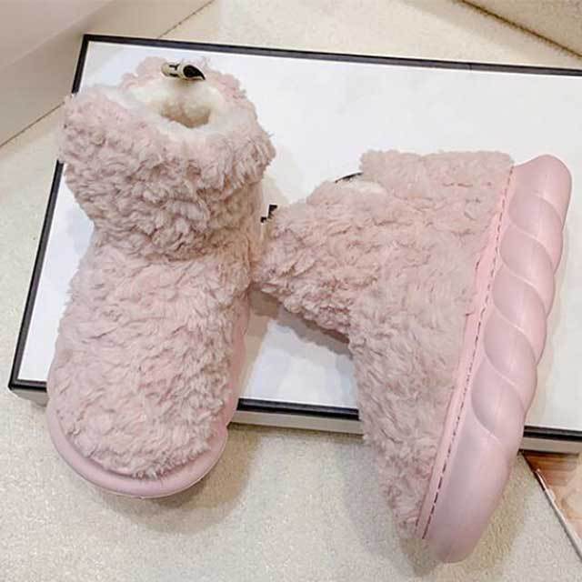 Solid Color Furry Ankle Snow Boots