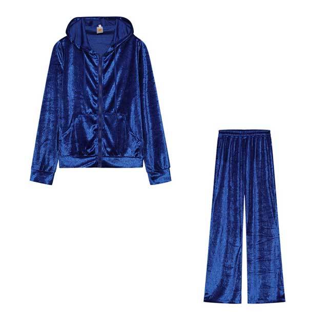 Rhinestones Velvet Casual Jogging Suit