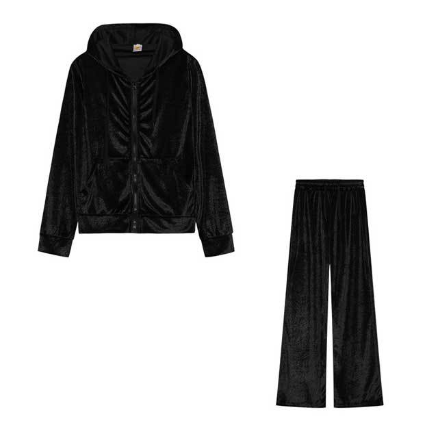 Rhinestones Velvet Casual Jogging Suit