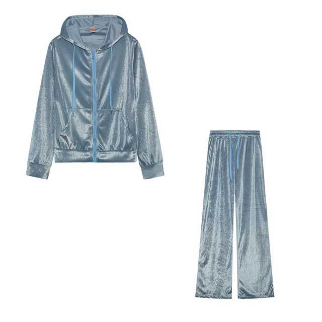 Rhinestones Velvet Casual Jogging Suit