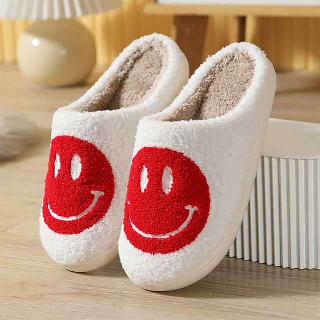 Smile Pattern Design Flat Furry Slides