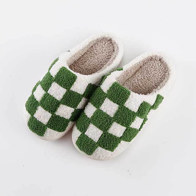 Plaid Printed Winter Fashion Fuzzy Slippers