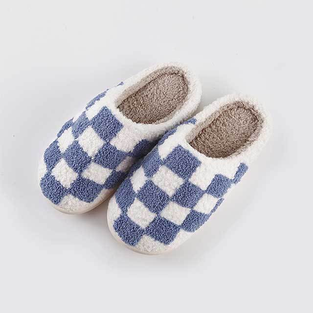 Plaid Printed Winter Fashion Fuzzy Slippers