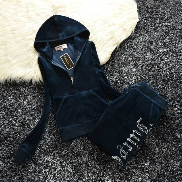 Rhinestones Velvet Casual Tracksuit Set