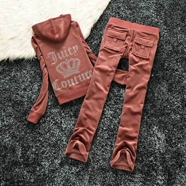 Rhinestones Velvet Casual Tracksuit Set