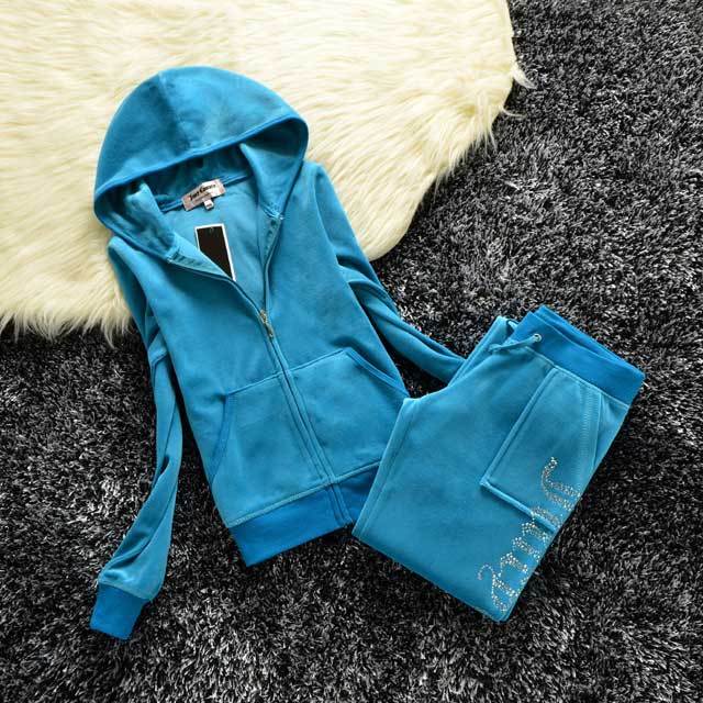 Rhinestones Velvet Casual Tracksuit Set