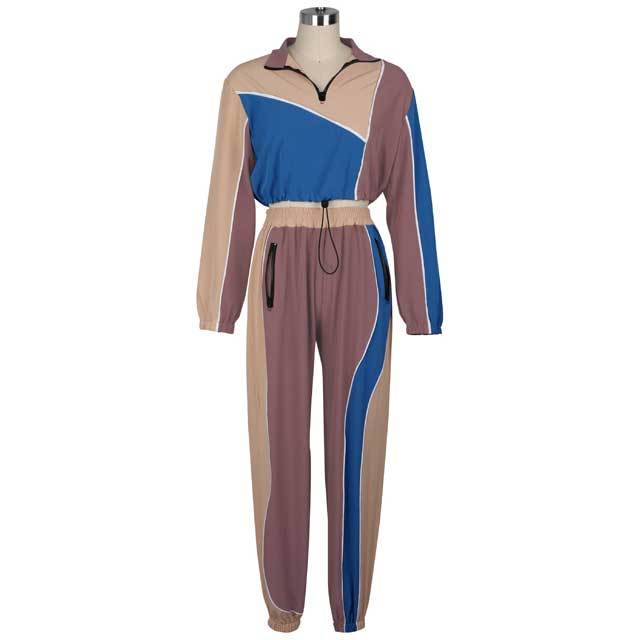 Color Block Casual Tracksuit Set