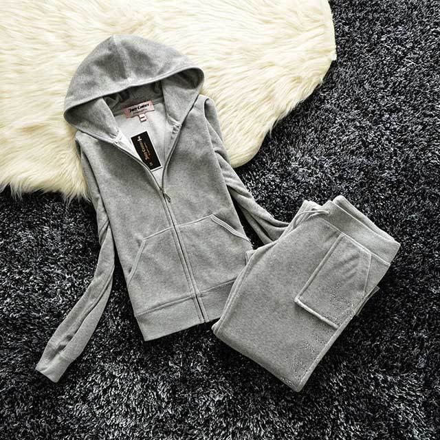 Rhinestones Velvet Casual Tracksuit Set