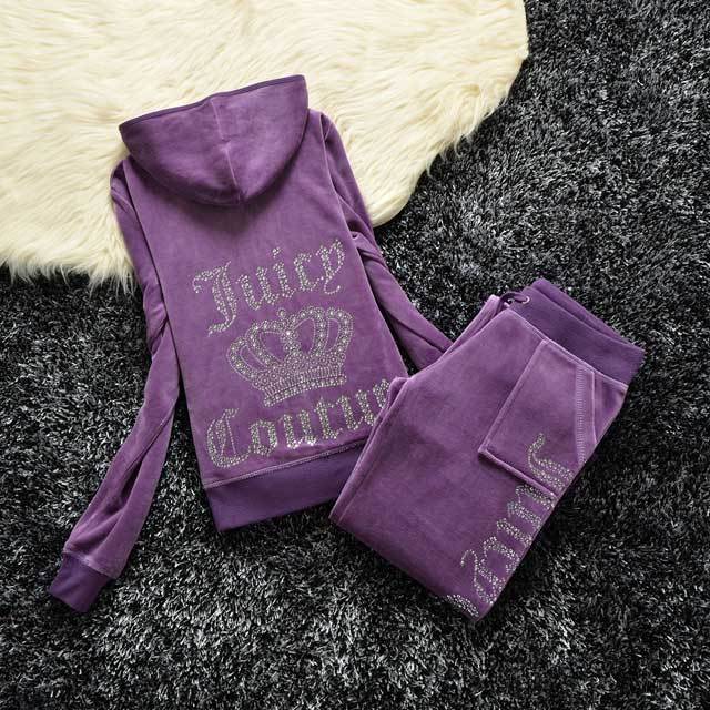 Rhinestones Velvet Casual Tracksuit Set