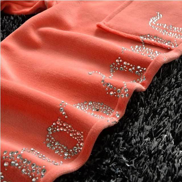 Rhinestones Velvet Casual Tracksuit Set