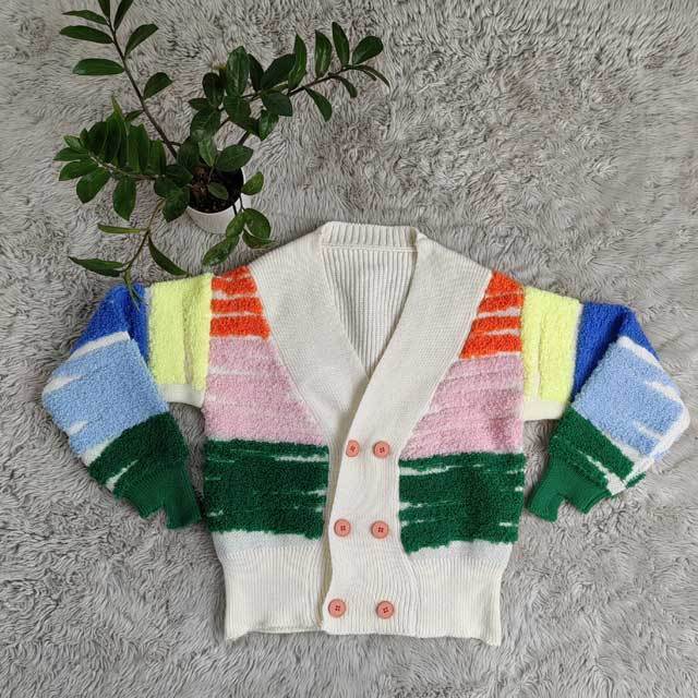 Knit Color Block Sweater Cardigan