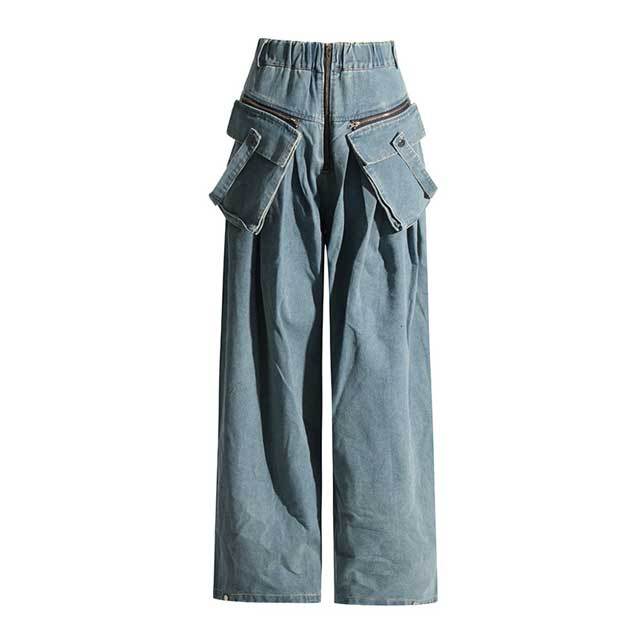 Big Pockets High Waist Wide Leg Cargo Jeans