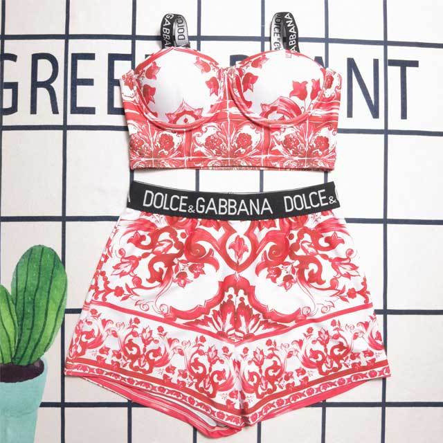 Printed Bra Top Short Set